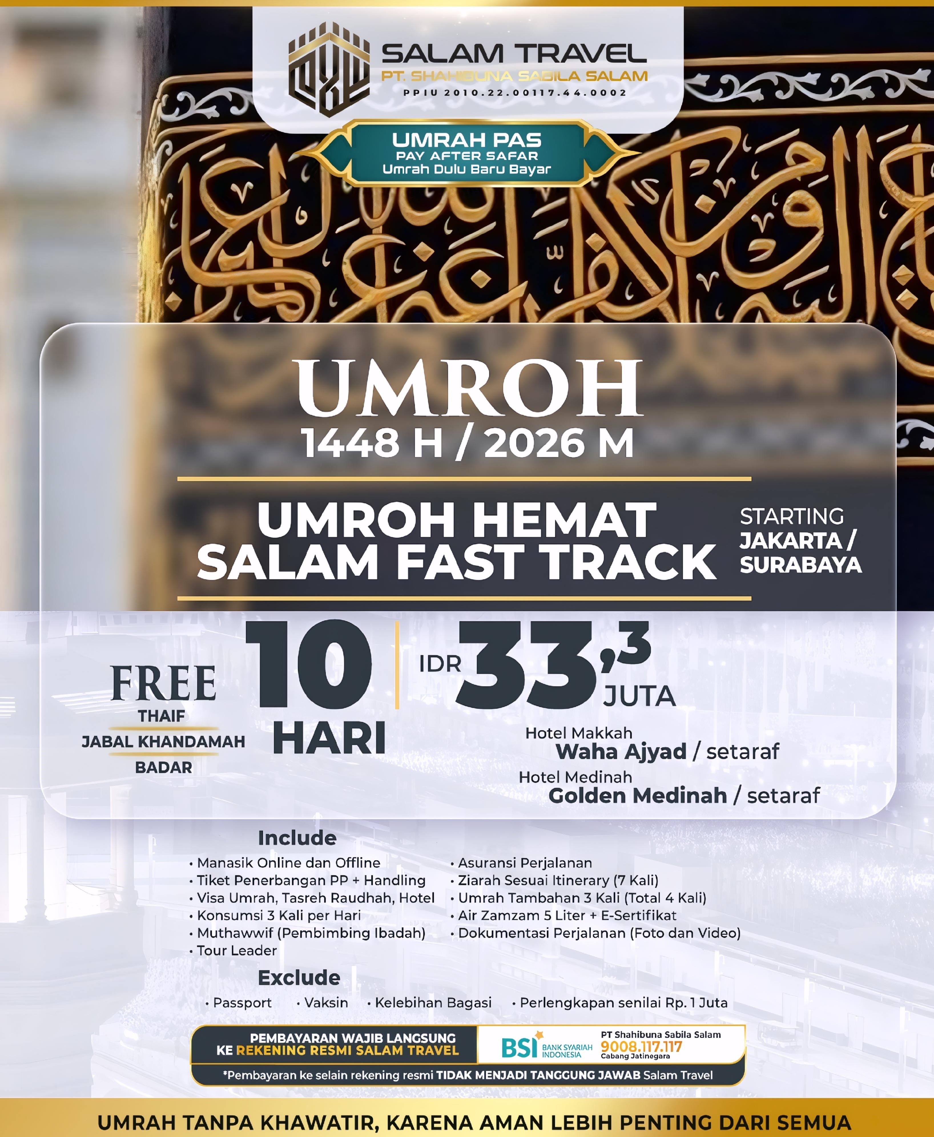 Paket Umroh Hemat FAST TRACK 10 Hari